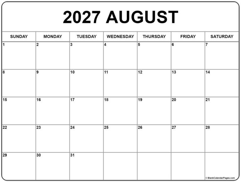 Printable August 2027 Calendar Template for Easy Planning 39 August 2027 calendar b18 3