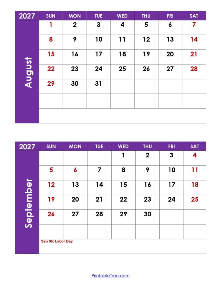 Comprehensive Planner for August and September 2027 Dates and Events 45 August and September 2027 Calendar with Holidays 1