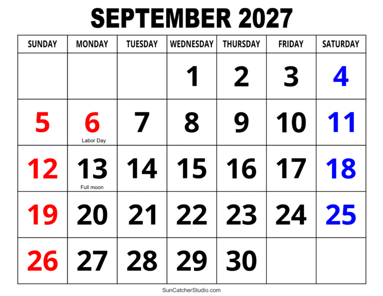 September 2027 Monthly Calendar Template Available for Free Download 14 large print september 2027 calendar fefeff fefefe