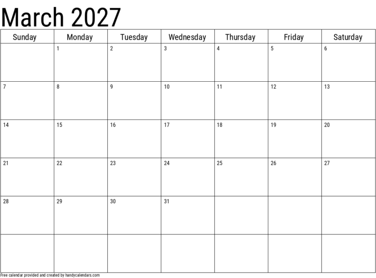 2027 march calendar 5