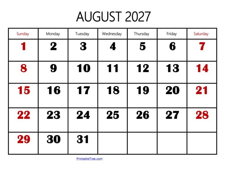 August 2027 Monthly Planner and Important Dates Overview 21 August 2027 Calendar Large Number