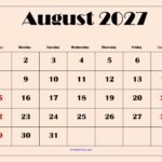 August 2027 Calendar with Light Pink 3