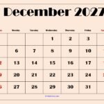 December 2027 Calendar with Light Pink 1