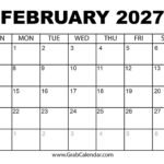 February 2027 Calendar