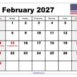 February 2027 Calendar with Holidays