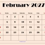 February 2027 Calendar with Light Pink 3