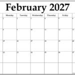 February 2027 calendar b3 10