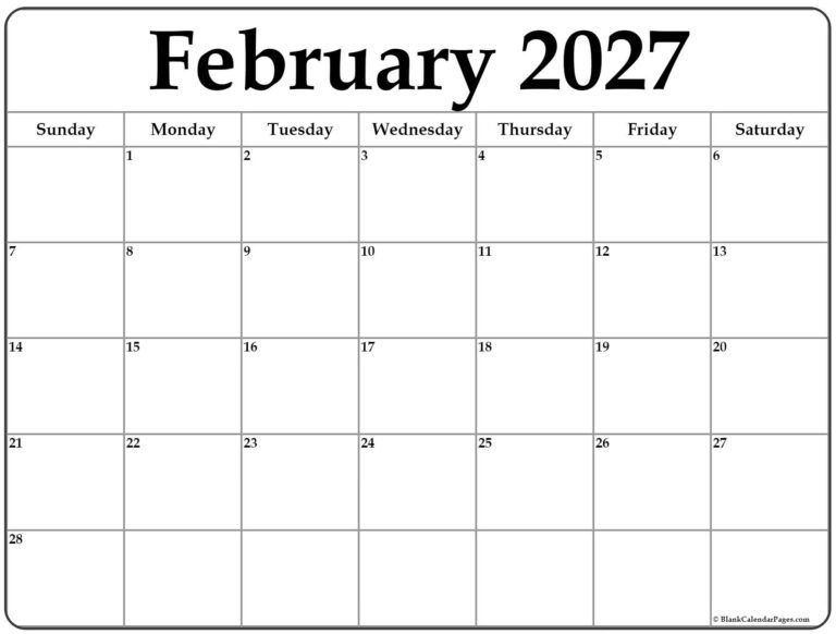 February 2027 Calendar Template 1 February 2027 calendar b3 10