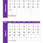February and March 2027 Calendar with Holidays 2