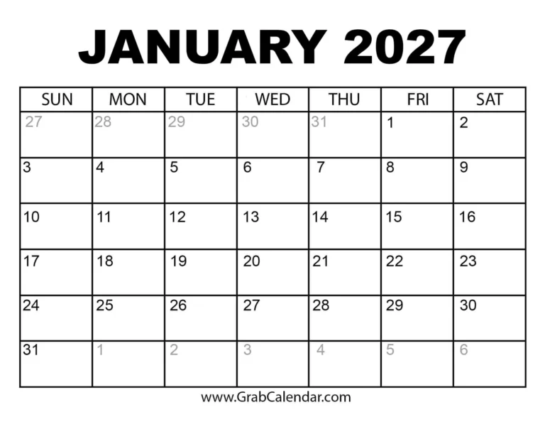 January 2027 Calendar 1