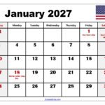 January 2027 Calendar with Holidays 1