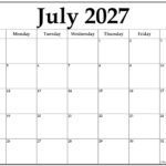 July 2027 calendar b3 5