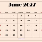 June 2027 Calendar with Light Pink 1