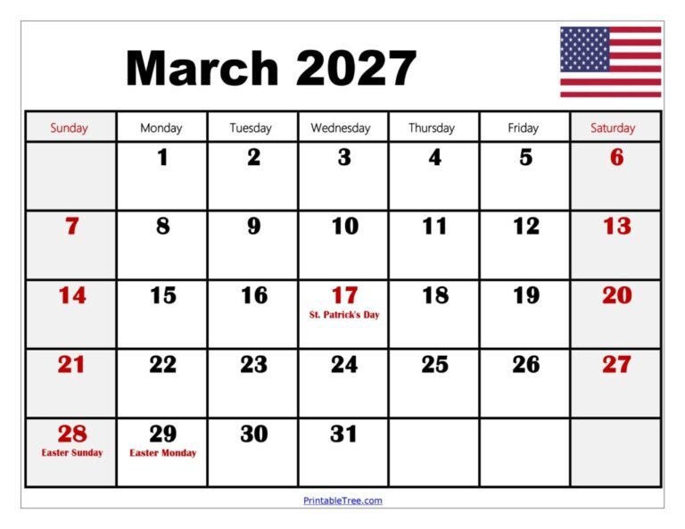 Printable March 2027 Calendar Featuring All Key Holidays and Observances 10 March 2027 Calendar with Holidays 1024x791 1
