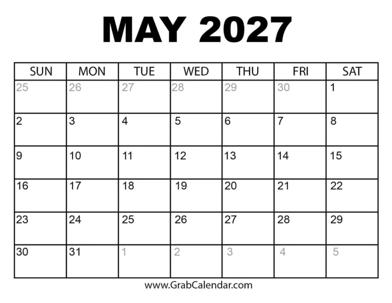 May 2027 Calendar Printable Grab Calendar 27 May 2027 Calendar
