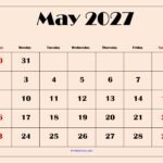 May 2027 Calendar with Light Pink 2