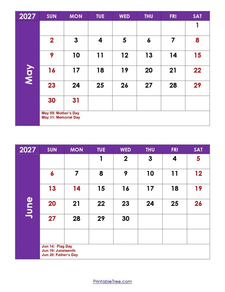 Comprehensive May and June 2027 Calendar with Key Dates and Events 15 May and June 2027 Calendar with Holidays
