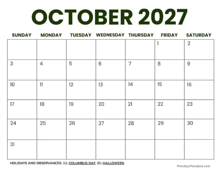 Download Your Free Printable Calendar for October 2027 Today 29 October 2027 Calendar Printable Business 2 Landscape
