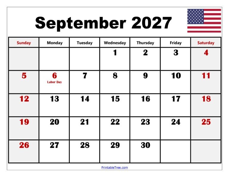 Printable September 2027 Calendar Featuring All Major Holidays 9 September 2027 Calendar with Holidays