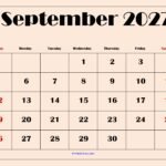 September 2027 Calendar with Light Pink 1