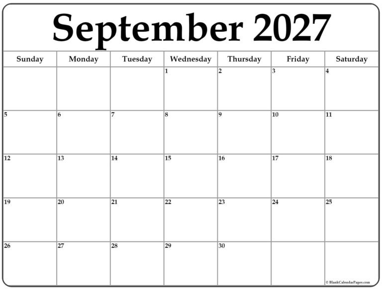 September 2027 calendar b3 2