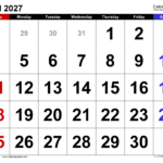 april 2027 calendar large numerals 3