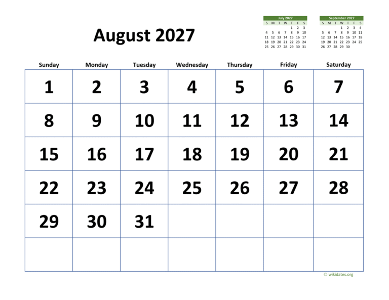 Comprehensive August 2027 Calendar Guide and Key Dates Overview 17 august 2027 calendar 03