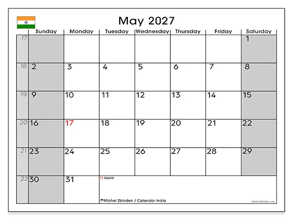 calendar may 2027 india ss