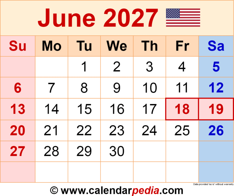 Key US Economic Events and Forecasts for June 2027 1 june 2027 calendar