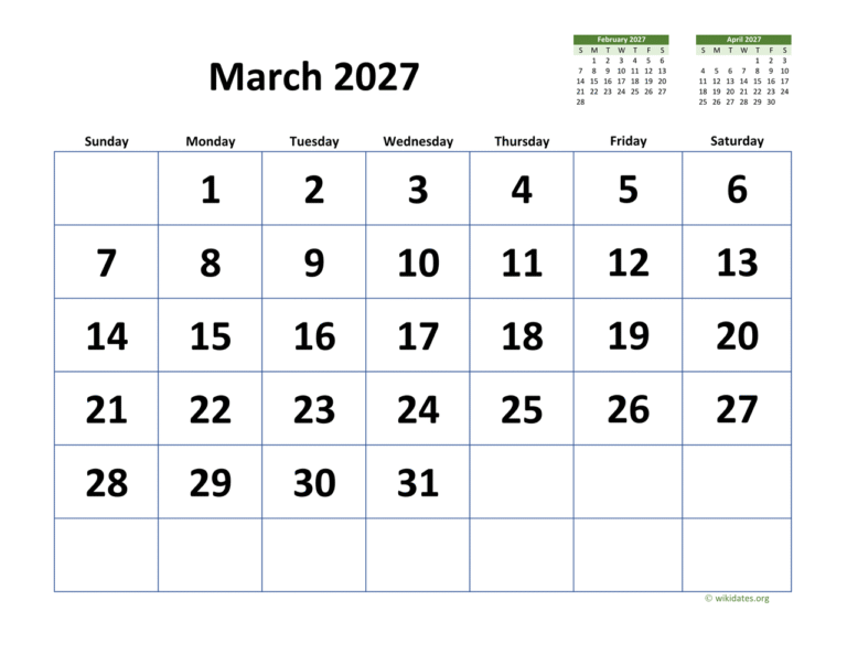 Comprehensive March 2027 Calendar Overview and Key Dates 38 march 2027 calendar 03