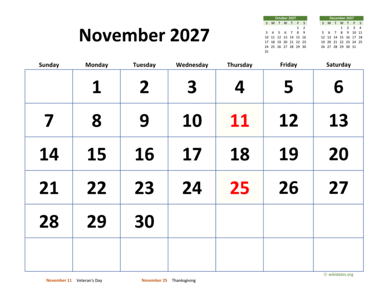 Comprehensive November 2027 Calendar Overview and Key Dates 10 november 2027 calendar 03