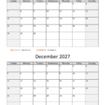 november december two months 2027 calendar vertical