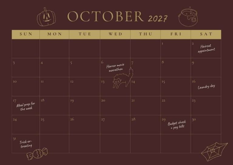 october 2027 personal calendar 0