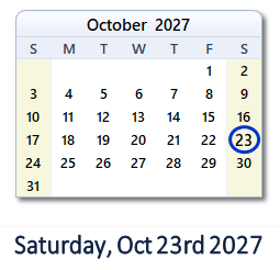 october 23 2027