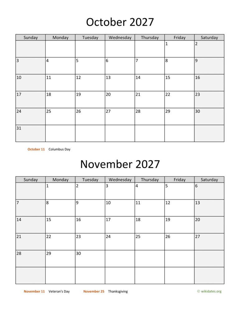 october november two months 2027 calendar vertical 1